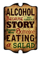 ALCOHOL Wood Plaque Bar Sign Tavern-Shaped