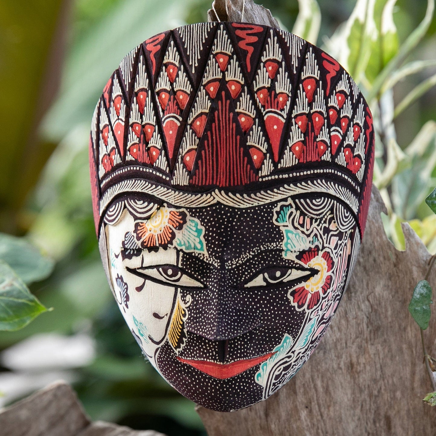 Batik Wood Mask of Hindu Goddess Sita Handcrafted in Java - Purity Sita